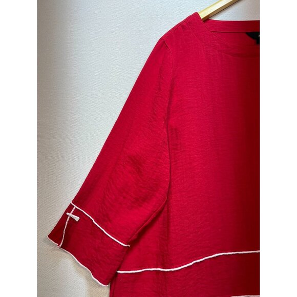 Ali Miles Women's Office Oversized Tunic Top Long Sleeve Size 1X Red Lightweight - Picture 7 of 12